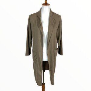 Mod Ref Womens Small Brown Longline Cardigan Duster Open Front Cozy